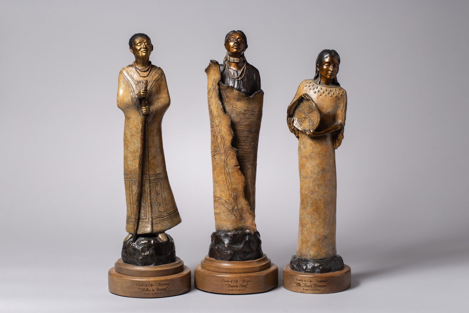 Kathy Anderson (20th Century), Set of Three Figurative Bronze Sculptures from the Circle of Life (1 of 13)