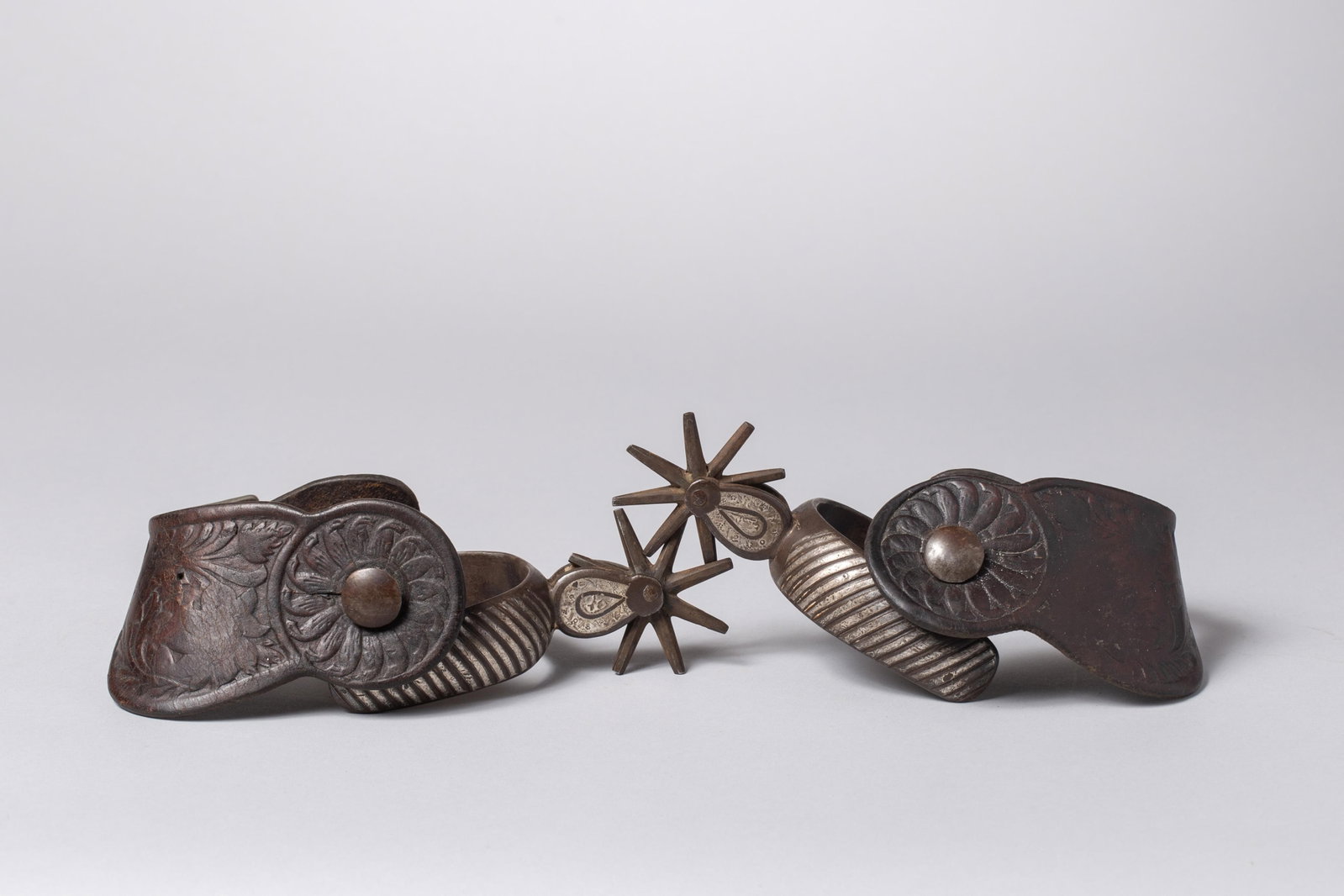 Early Mexican Double-Mounted, Silver Inlay Spurs (1 of 6)