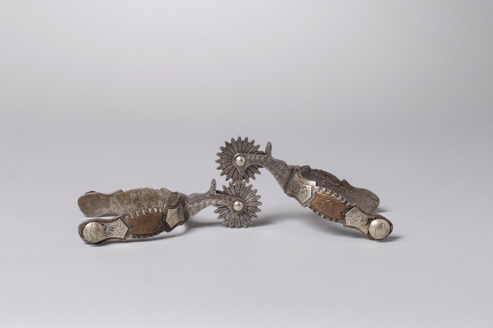 Custom Handmade Pat Ray Castleberry (PRC) Silver & Copper Mounted Western Spurs (1 of 6)