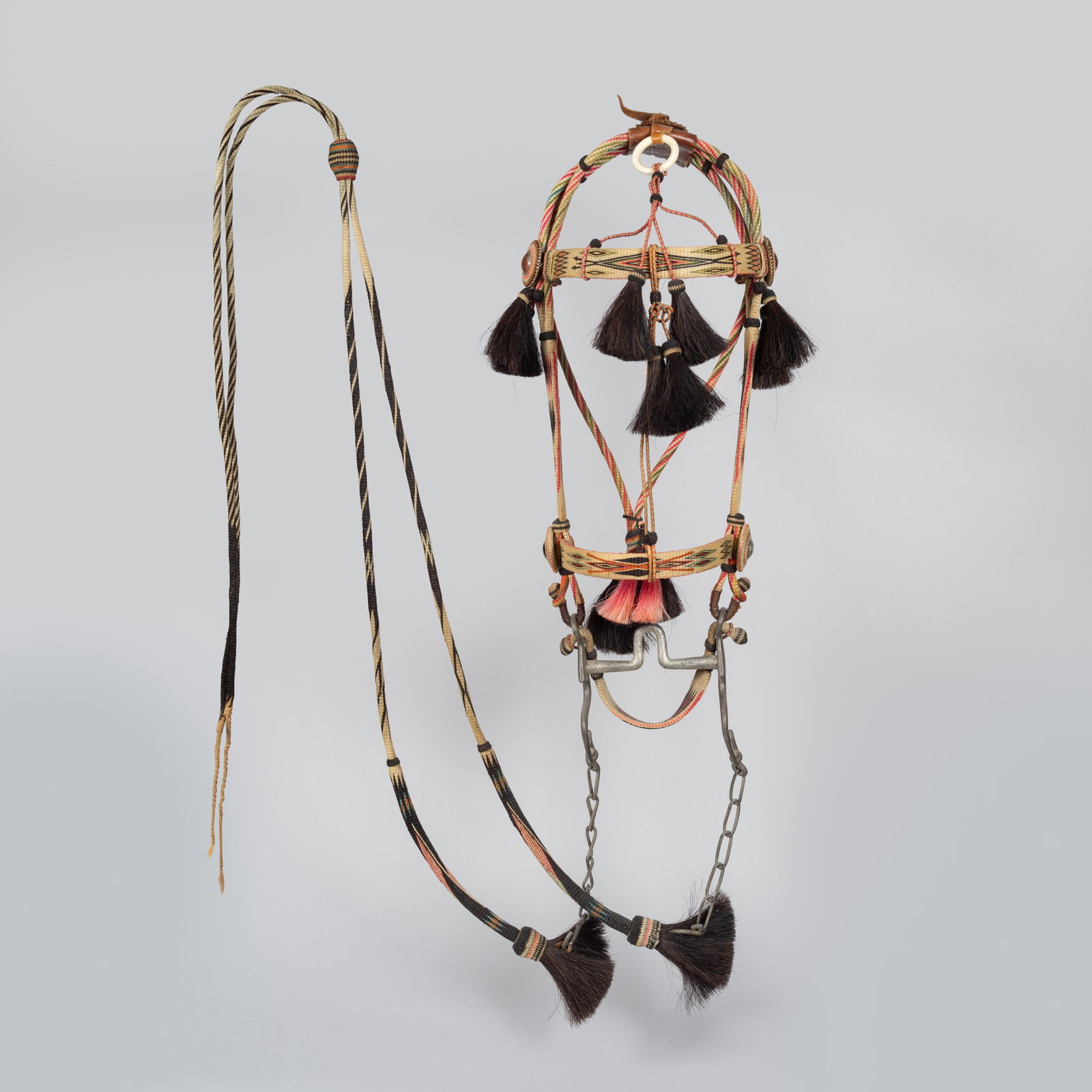 Fine Multi-Colored Montana Territorial / State Prison Hitched Horsehair Bridle Rig (1 of 2)