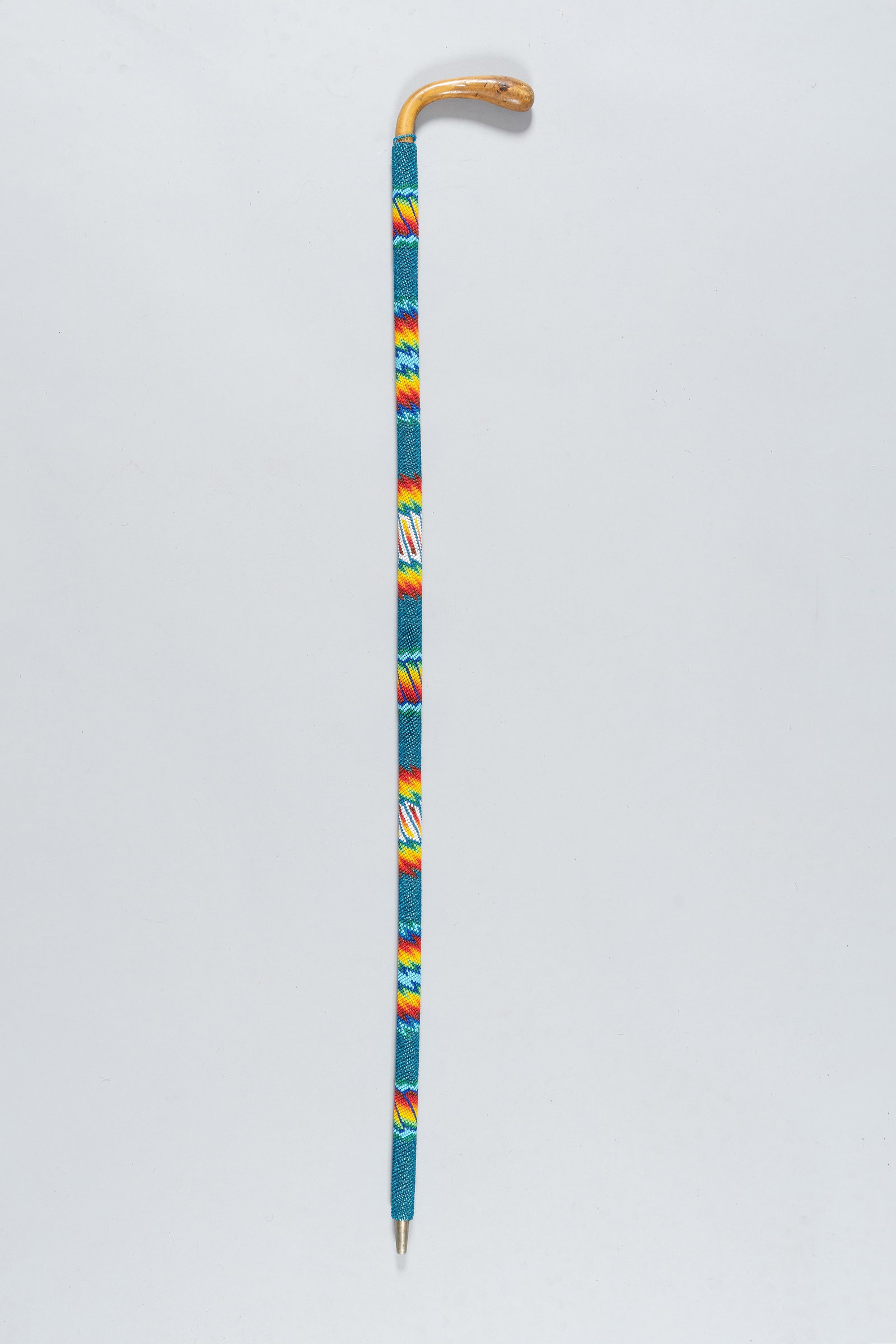 Native American Beaded Blue Walking Cane by Eva Watchetaker (Comanche), c. 1960 (1 of 2)