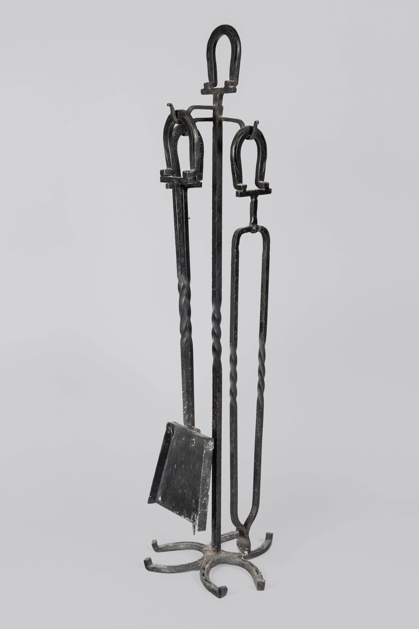 Vintage Rustic Hand-forged Wrought Iron Horshoe 5-Piece Fireplace Companion Set for the Cowboy (1 of 2)