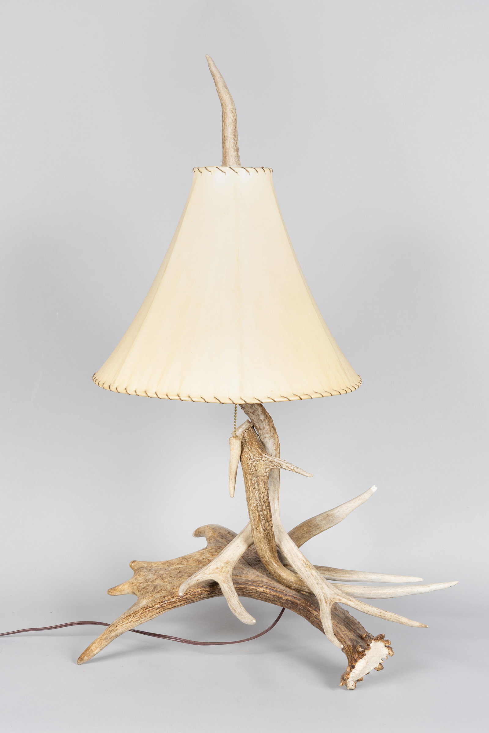 Authentic Antler Table Lamp with Rawhide Shade (1 of 3)