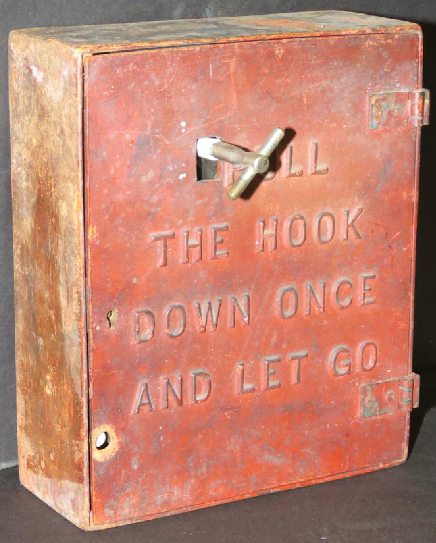 Gamewell Fire Alarm Box: Gamewell Fire Alarm Box. F. A. Tel. Co. Cast iron case. 9 X 10 X 3 1/2 inches.