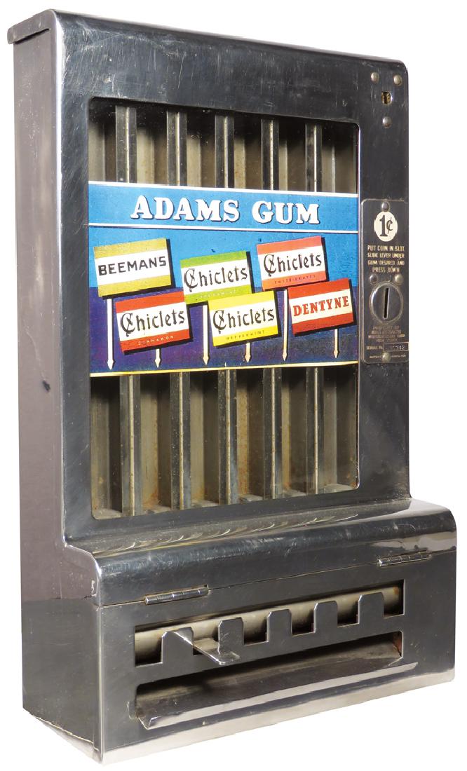 Adams Gum Vending Machine: Adams Gum Vending Machine, one cent. Lever select. Good working condition. 16 inches tall.
