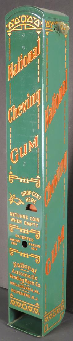 National Chewing Gum Porcelain Dispenser: National Chewing Gum Porcelain Dispenser. National Automatic Vending MacH Co. 2 1/2 X 17 1/4 X 2 3/4 inches, comes with key.