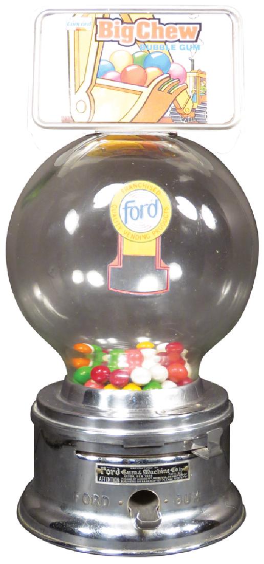 Ford Ball Gum Vendor: Ford Gum and Machine Co. Ball Gum Vendor. One cent machinE Good working condition. 12 inches tall w/o marquis.