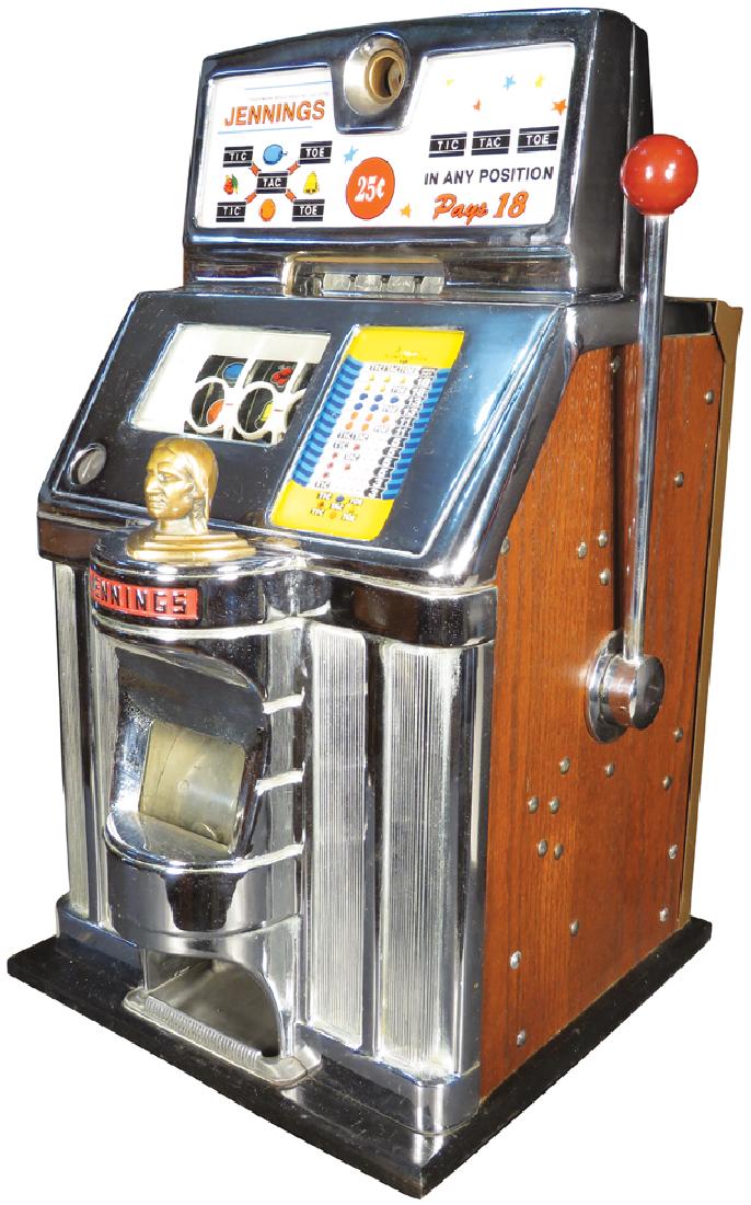 Jennings 25 Cent Tic Tac Toe Slot Machine: Coin Operated Jennings 25 Cent Tic Tac Toe Slot MachinE Excellent original working condition. Comes with key.