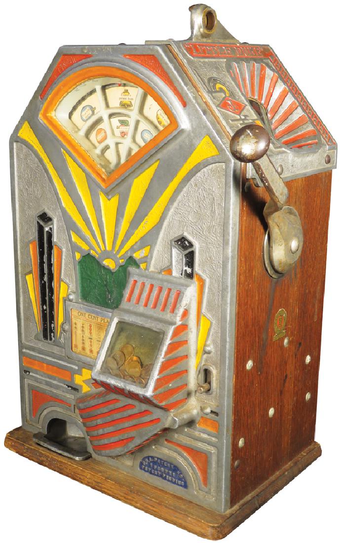 Jennings 1 Cent Little Duke Slot Machine: Coin Operated Jennings 1 Cent Little Duke Slot MachinE Original working condition. Comes with key.