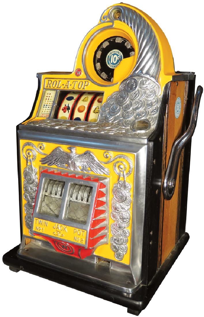 Watling 10 Cent Rol-O-Top Slot Machine: Watling 10 Cent Rol-O-Top Slot MachinE Original working condition. Back door locked, no key.