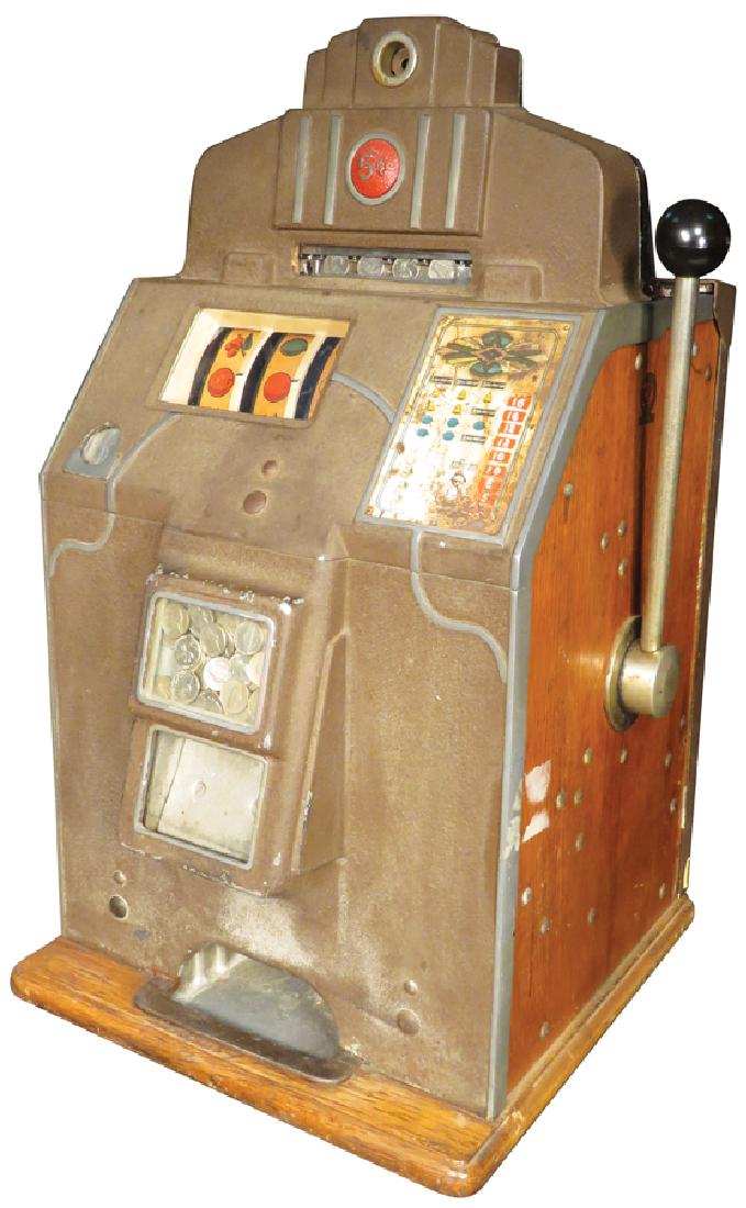 Jennings 5 Cent Bell Slot Machine: Coin Operated Jennings 5 Cent Bell Slot MachinE Original non-working condition. No key lock.