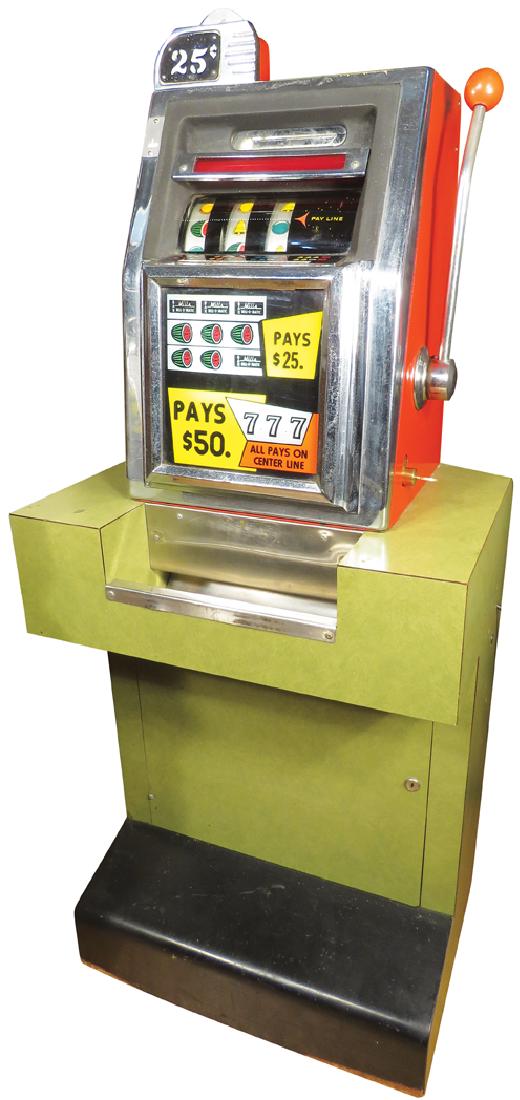 Mills 25 Cent Bell-O-Matic Slot Machine: Coin Operated Mills Novelty Co. 25 Cent Bell-O-Matic Electric Slot Machine Electric for lights only. Will work w/o lights. Original working condition. Come with original base and key.