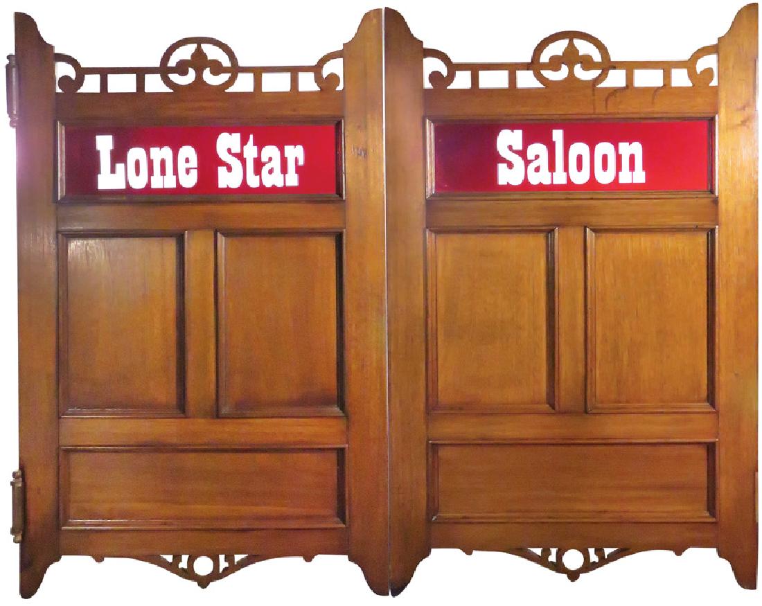 Lone Star Walnut Saloon Doors: Lone Star Saloon Doors. Walnut with Ruby Red Glass Panels