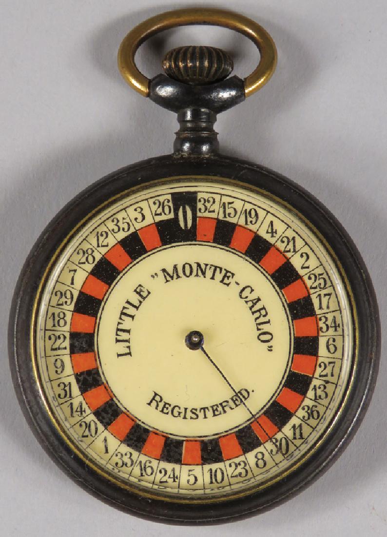 Antique Roulette Wheel Pocket Watch Game: Antique Roulette Wheel Pocket Watch GamE Monte Carlo at HomE Brass case, good working condition. 2 inch diameter.