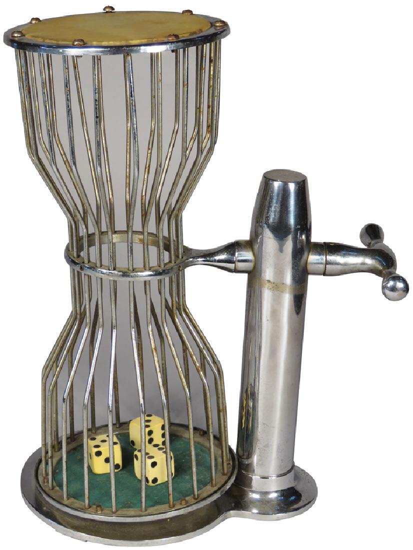 Nickel Plated Chuck-A-Luck Dice Cage: Nickel Plated Chuck-A-Luck Dice CagE Green felt, some wear to nickel. 11 1/2 inches tall.