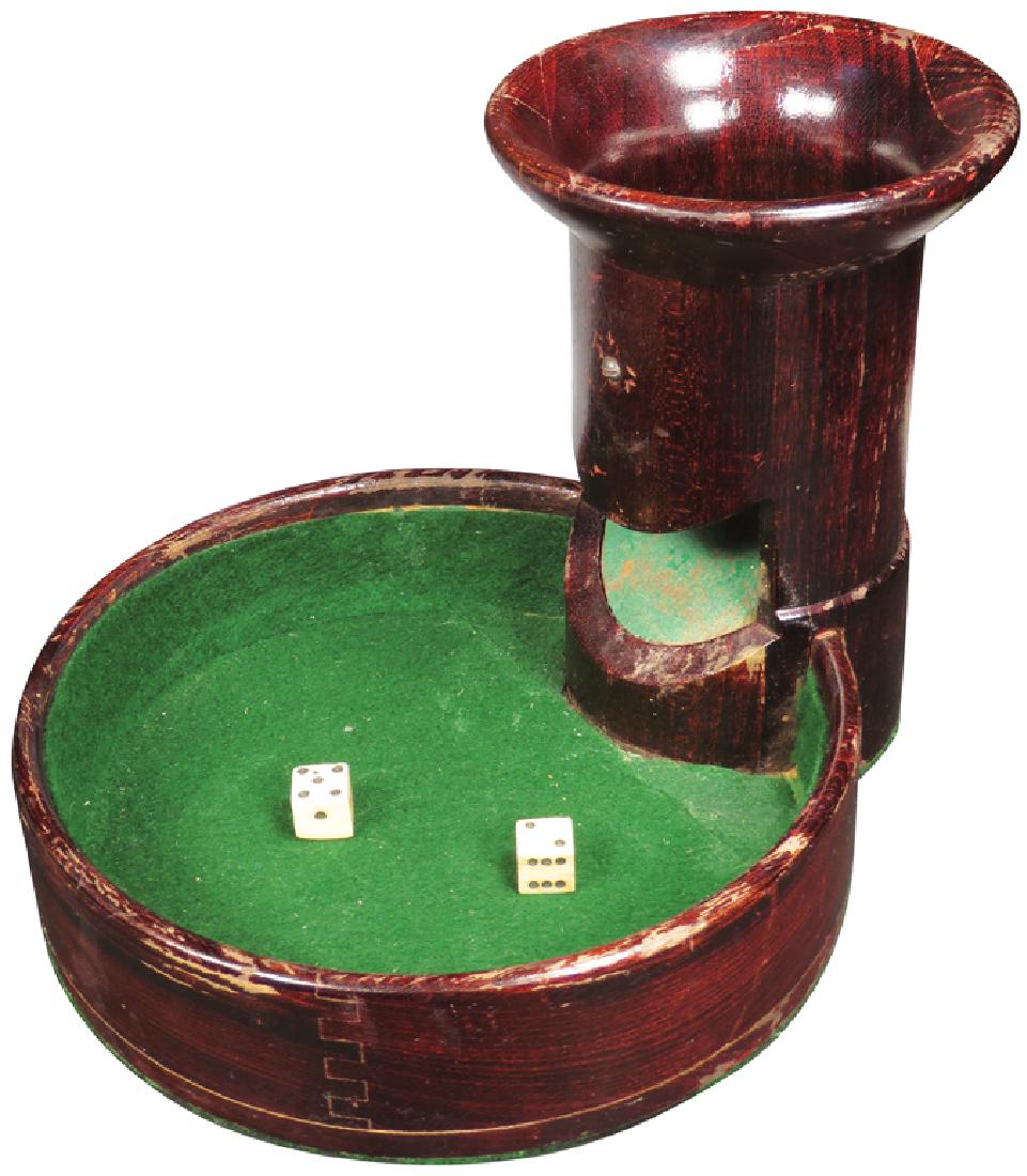 Early Wood Dice Drop Gambling Game: Early Wood Dice Drop Gambling GamE Play wear. 8 1/4 X 7 1/2 X 10 inches.