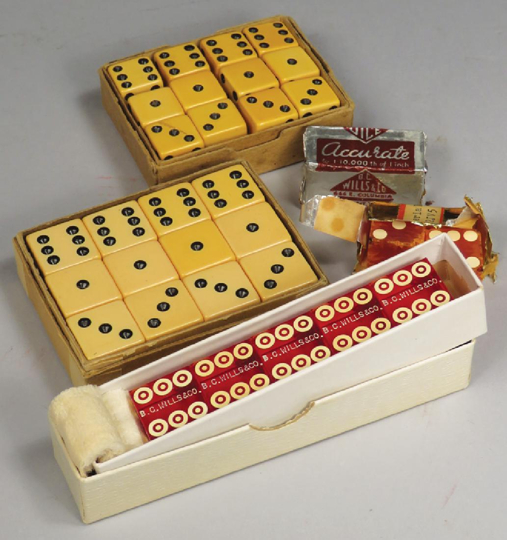 Collection of Vintage Dice: Collection of Vintage DicE BC w/o complete boxes and two pair with original wrappers.