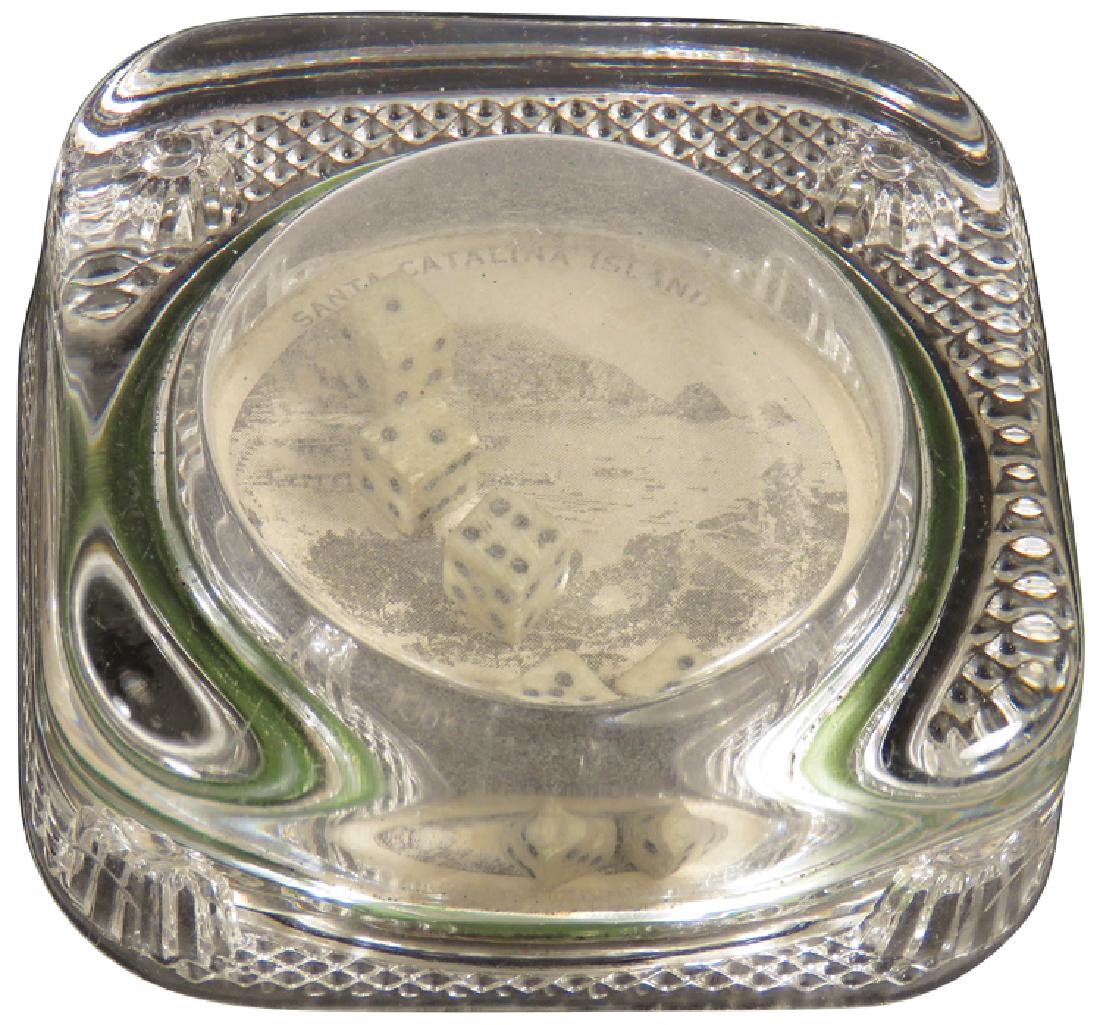 Souvenir Dice Game Glass Paper Weight: Souvenir Dice Game Glass Paper Weight. Santa Catalina IslanD 3 inches squarE