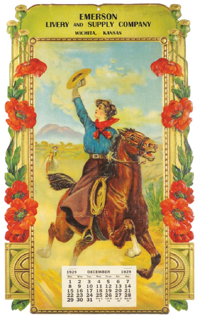 1929 Calendar for Emerson Livery & Supply Co.