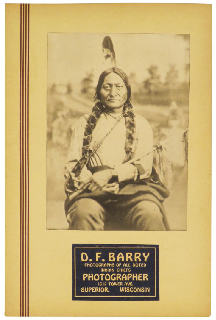Original Albumen Print of Chief Sitting Bull: Original Albumen Print of Chief Sitting Bull. D.F. Barry Photographer 1854-1934. One of the most prolific and successful photographers of the 19th century. 7 X 11 inches overall.