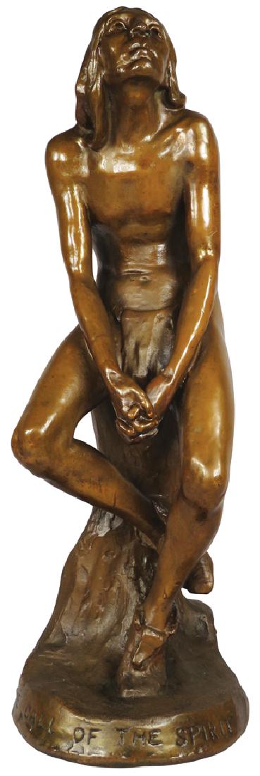 The Call of the Spirit Original Bronze: "The Call of the Spirit" Original Bronze. Copyright 1909 by Louis Totem. 19 1/2 inches tall.