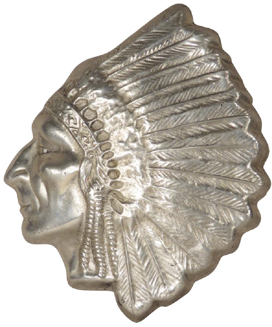 Native Indian Chief Cast Aluminum Wall Plaque: Native Indian Chief Cast Aluminum Wall Plaque. 7 1/4 X 8 3/4 inches.