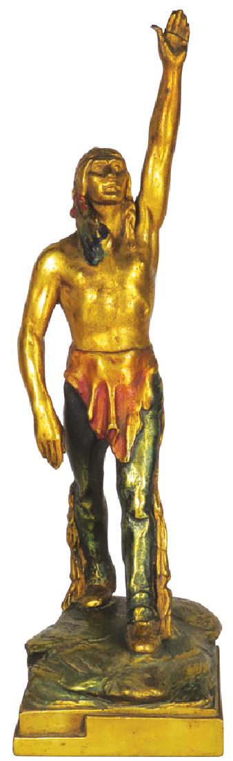 Pompein Native American Bronze Statue: Pompein Native American Bronze Bookends. P. Manfred artist. 13 inches tall