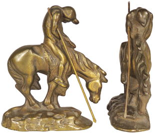 End Of The Trail Cast Bronze Finish Bookends The Dec 22 16 Antique And Vintage Corp In Fl