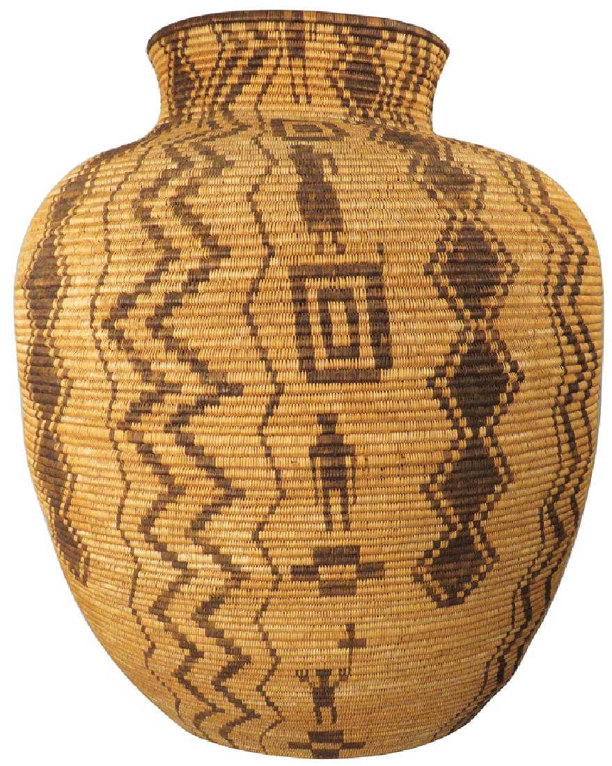 Antique Native American Woven Olla Basket Jar