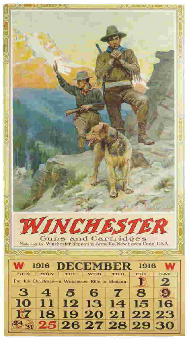 1916 Calendar for Winchester Guns and Cartridges