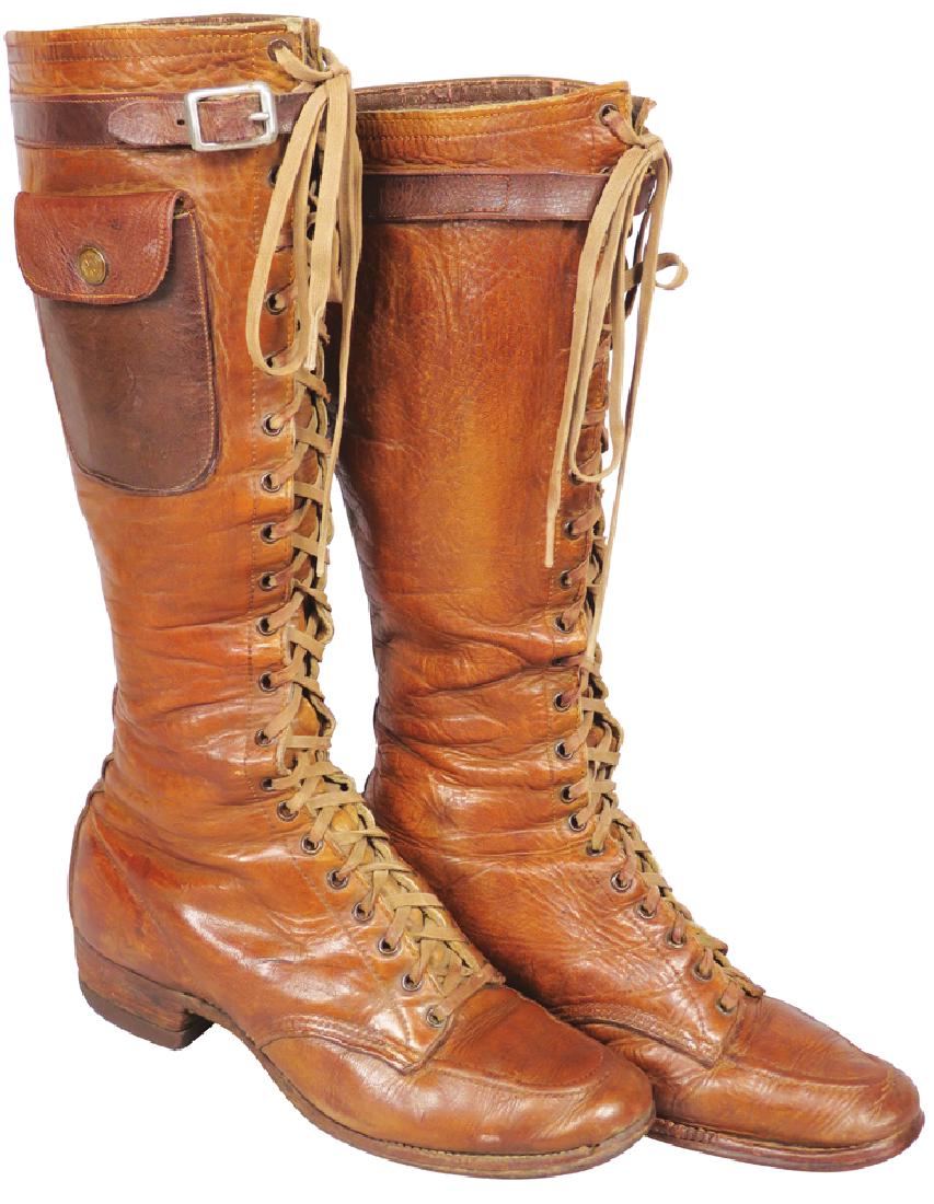 Pair of Early Leather Lace Up Cowgirl Boots: Pair of Early Leather Lace Up Cowgirl Boots. Perfect addition to you boot collection. Very good original condition. Approx. women's size 6 1/2.