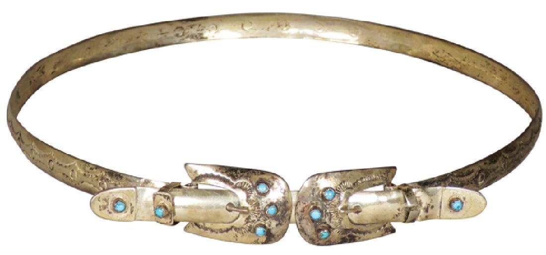 Sterling Silver Turquoise Trimmed Hat Band: Sterling Silver Turquoise Trimmed Hat Band. Excellent original condition.