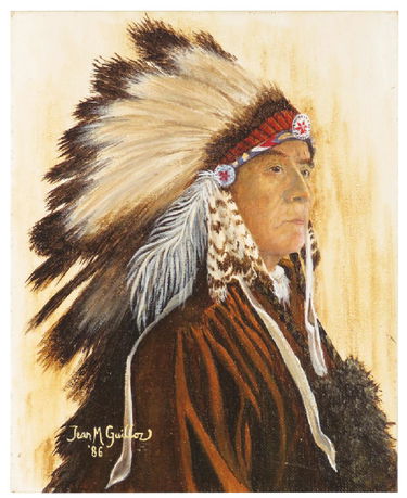 Jean M Guilloz Indian Chief 4 Acrylic Painting Sep 30 2017 Showtime Auction Services In Mi