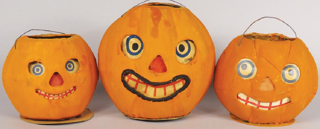 Collection of Vintage Cardboard Halloween Lanterns: Collection of Vintage Cardboard German Halloween Lanterns. Middle size is two faced. Largest measures 5 inches tall.