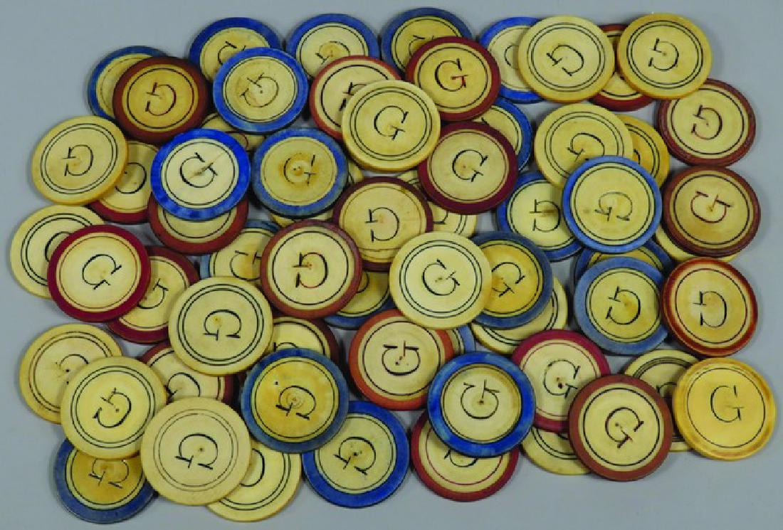 Set of Antique Hand Carved Poker Chips