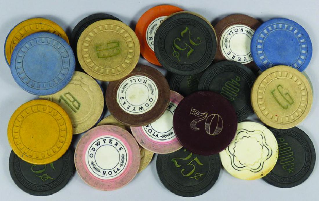 Lot of 26 Vintage Clay Poker Chips