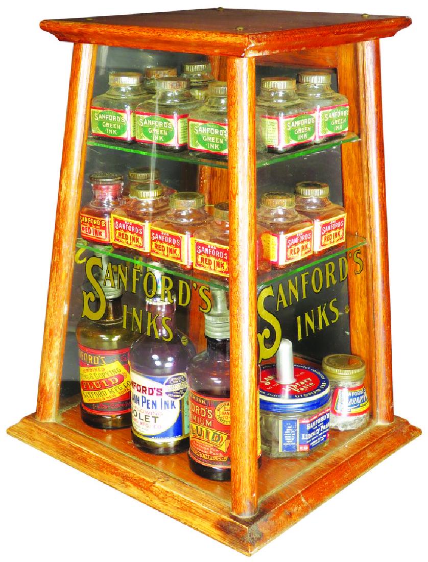 Sanford's Inks Wood and Glass Display Case (1 of 1)