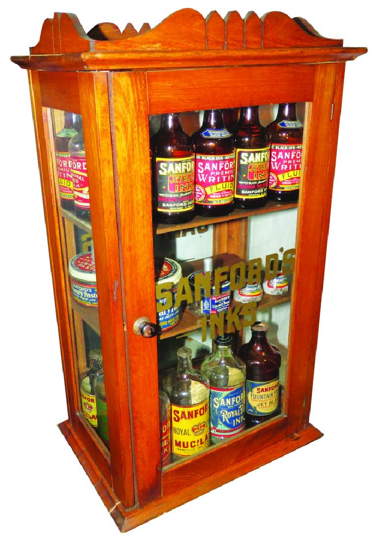 Sanford's inks Glass and Wood Display Case (1 of 1)