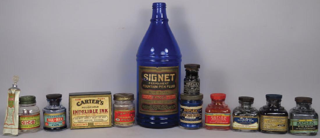 Collection of 10 Vintage Ink Bottles and Containers (1 of 1)