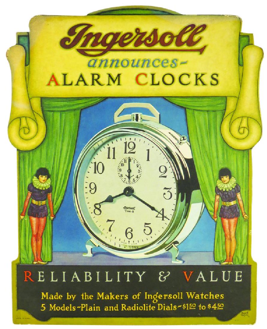 Ingersoll Alarm Clock Die Cut Cardboard Sign (1 of 1)