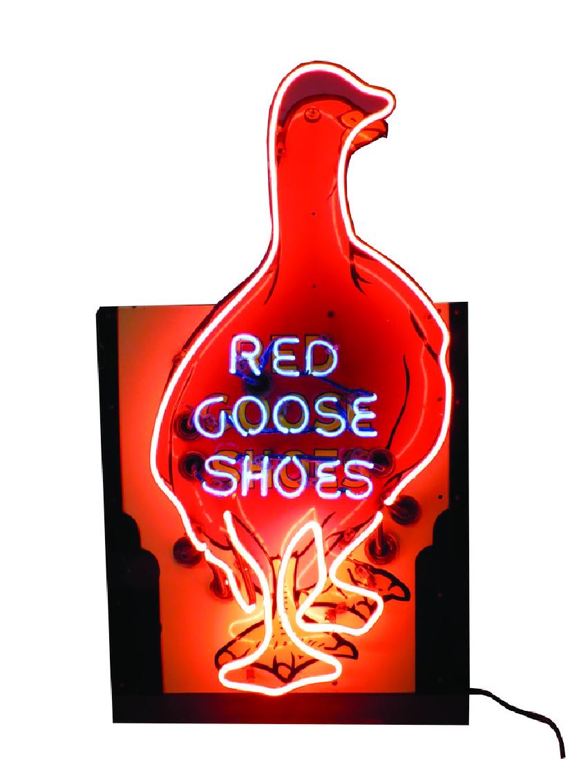 Red Goose Shoe Neon Porcelain Sign