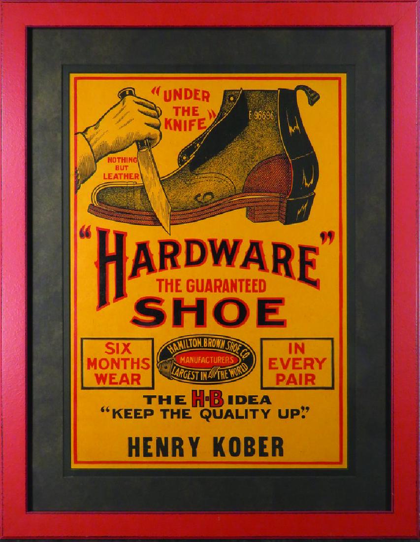 Hamilton Brown Shoe Co. "Hardware Shoe" Sign