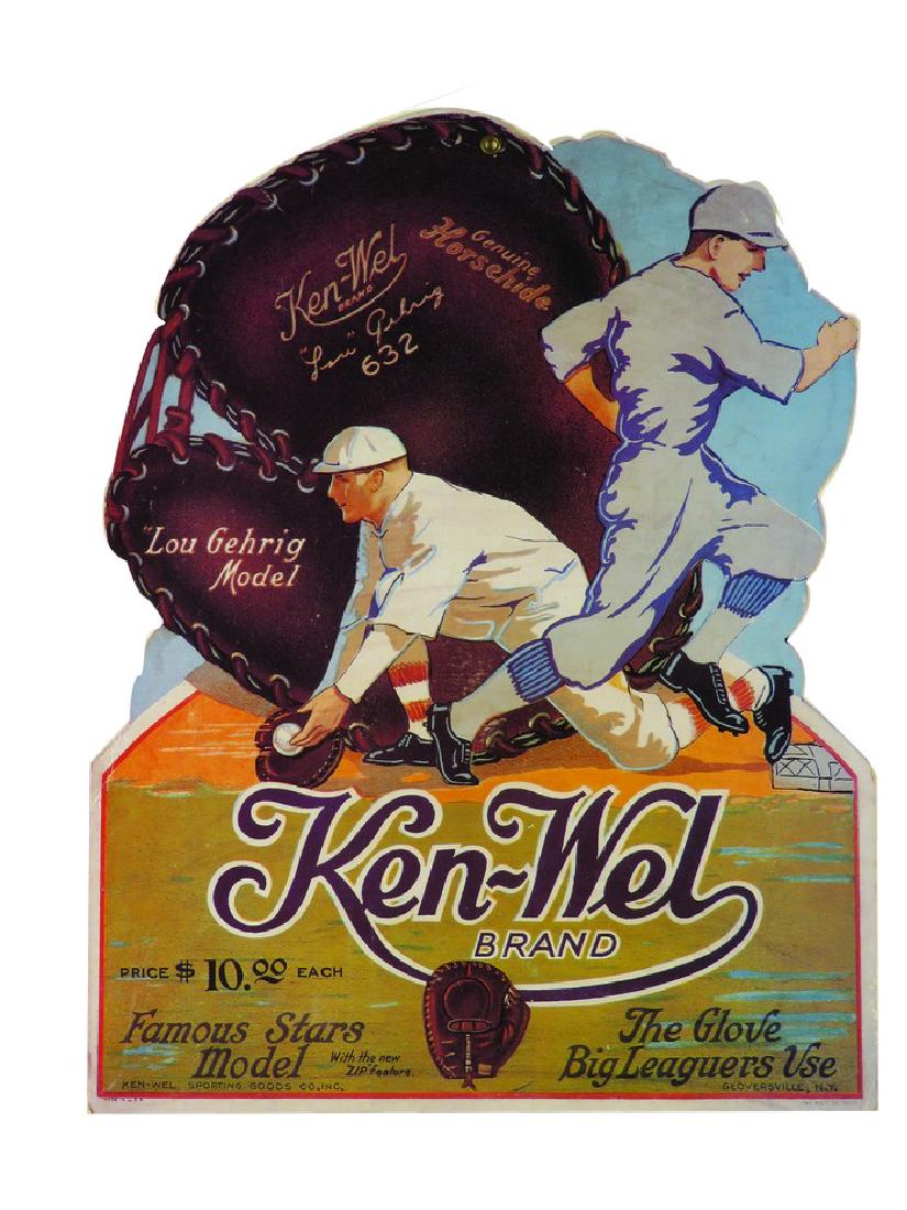 Ken-Wel Brand Baseball Glove Die Cut Sign (1 of 1)