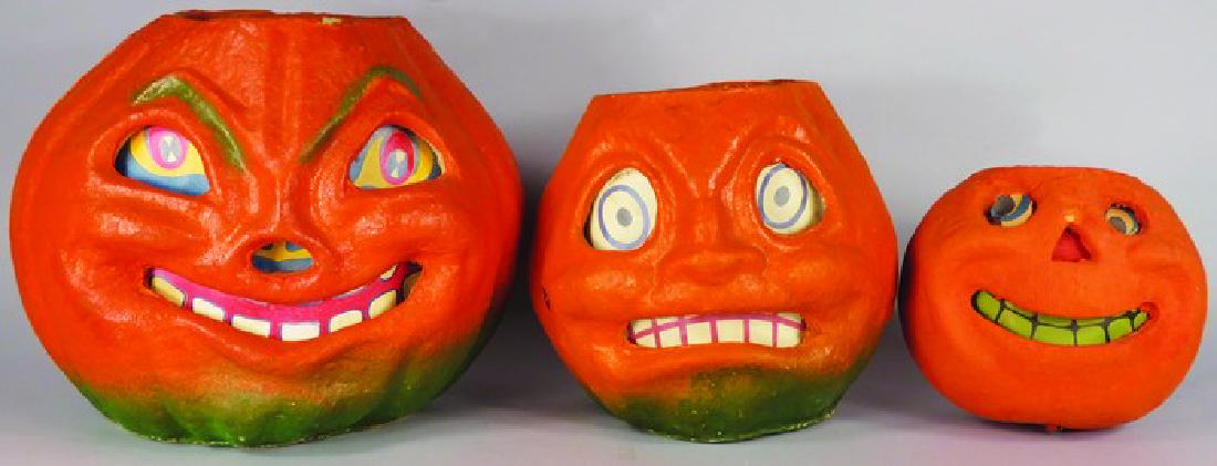 3 Jack O Lantern Molded Pulp Halloween Lanterns (1 of 1)