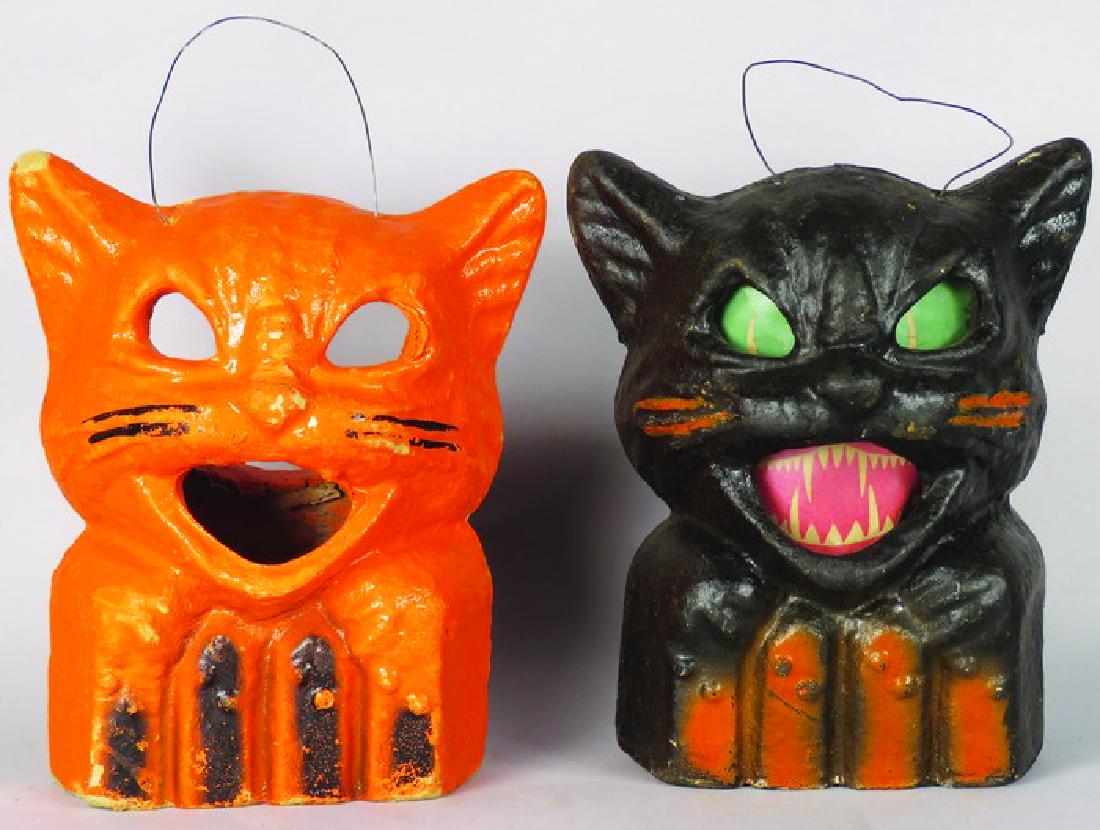 Two Cat on Fence Molded Pulp Halloween Lanterns (1 of 1)