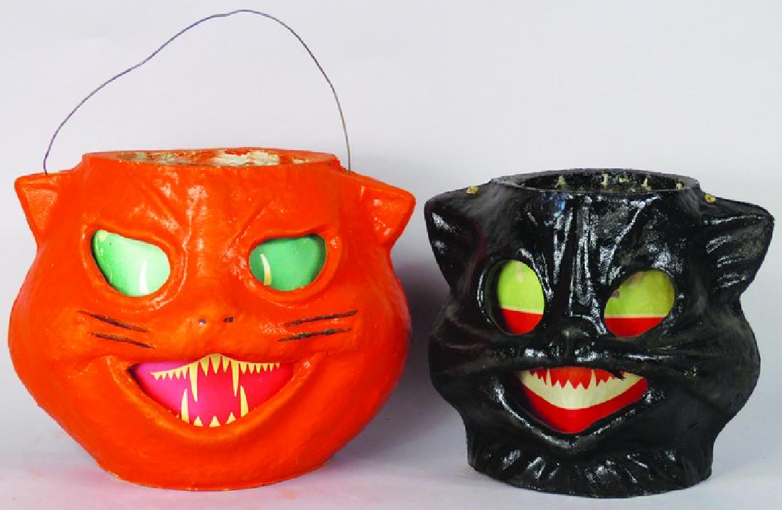 Two Cat Molded Pulp Paper Halloween Lanterns (1 of 1)