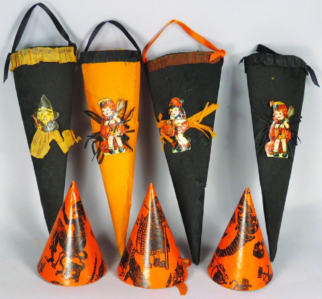 Seven Vintage Halloween Candy Container Cones (1 of 1)