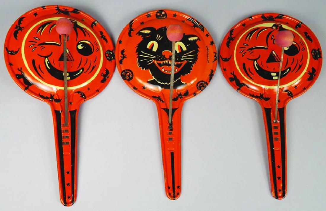 Three Vintage Tin Halloween Clanger Noise Makers (1 of 1)