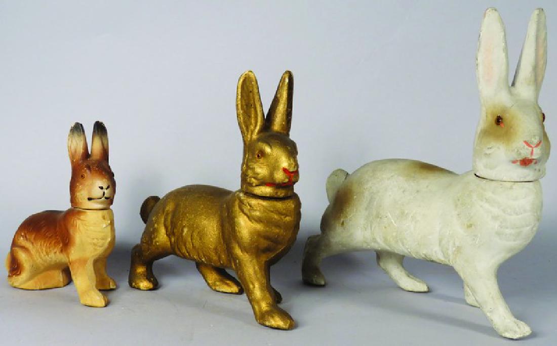2 Paper Mache Easter Bunny Candy Containers (1 of 2)
