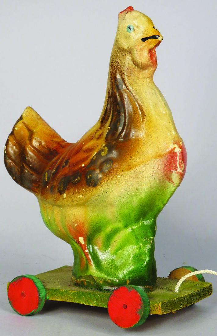 Vintage German Paper Mache Chicken Pull Toy (1 of 1)
